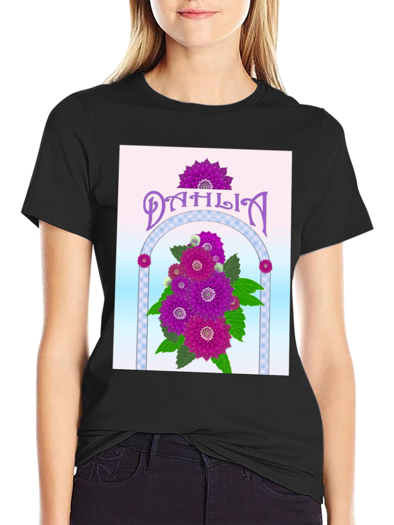 Dahlia Flower Graphic Tee - Elegant Floral Design