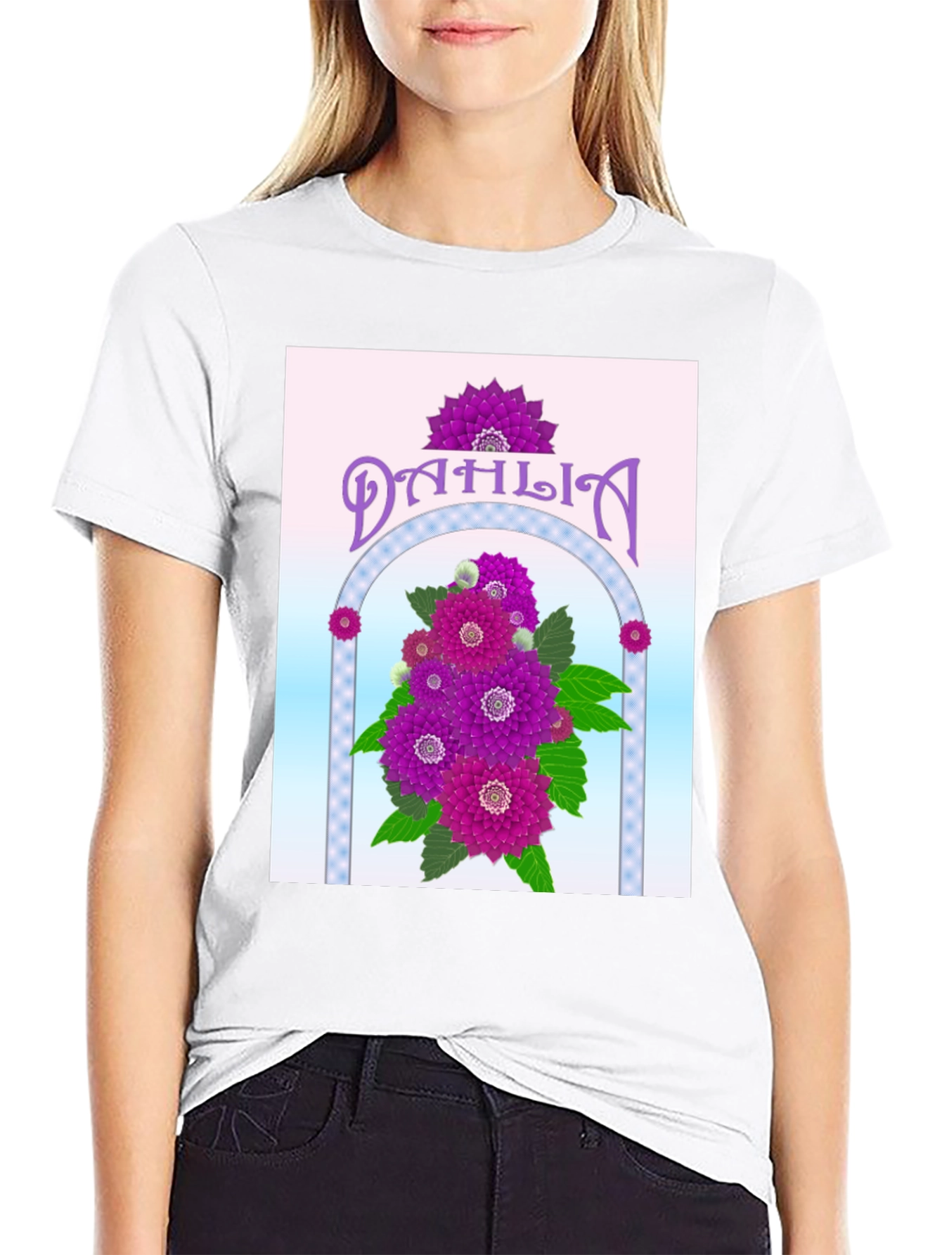 Dahlia Flower Graphic Tee - Elegant Floral Design