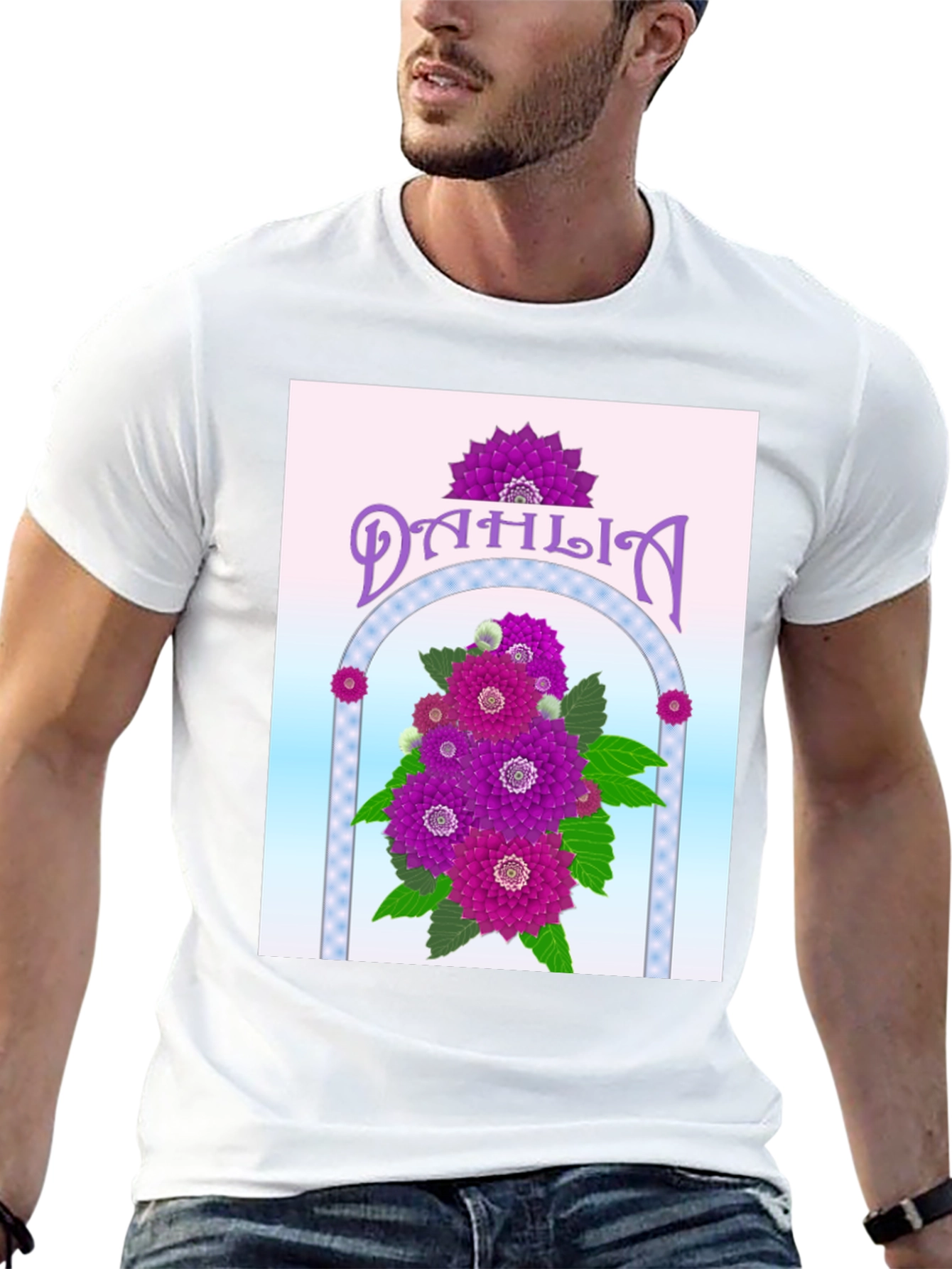 Dahlia Flower Graphic Tee - Elegant Floral Design