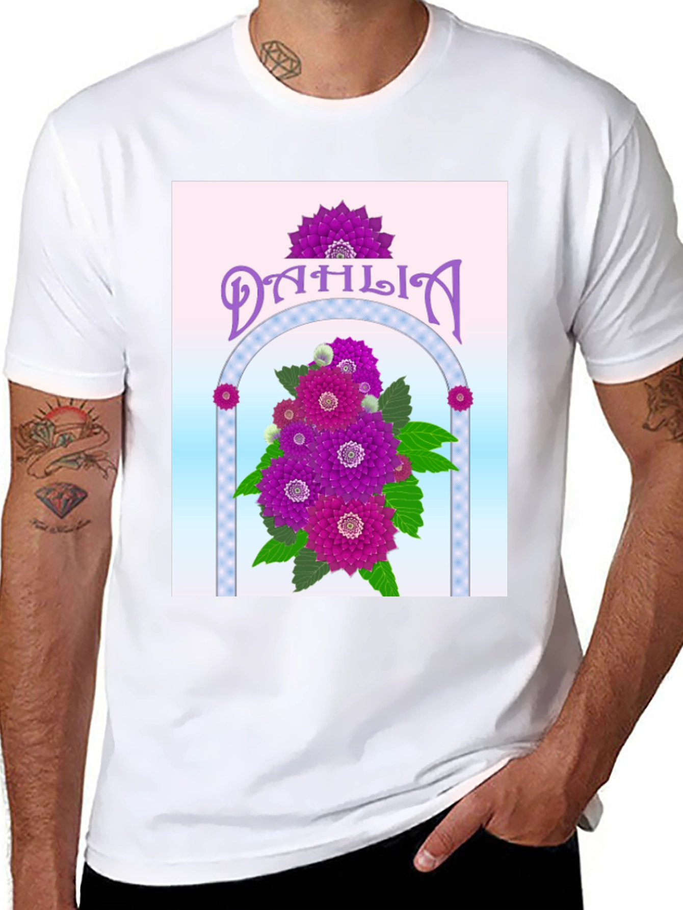 Dahlia Flower Graphic Tee - Elegant Floral Design