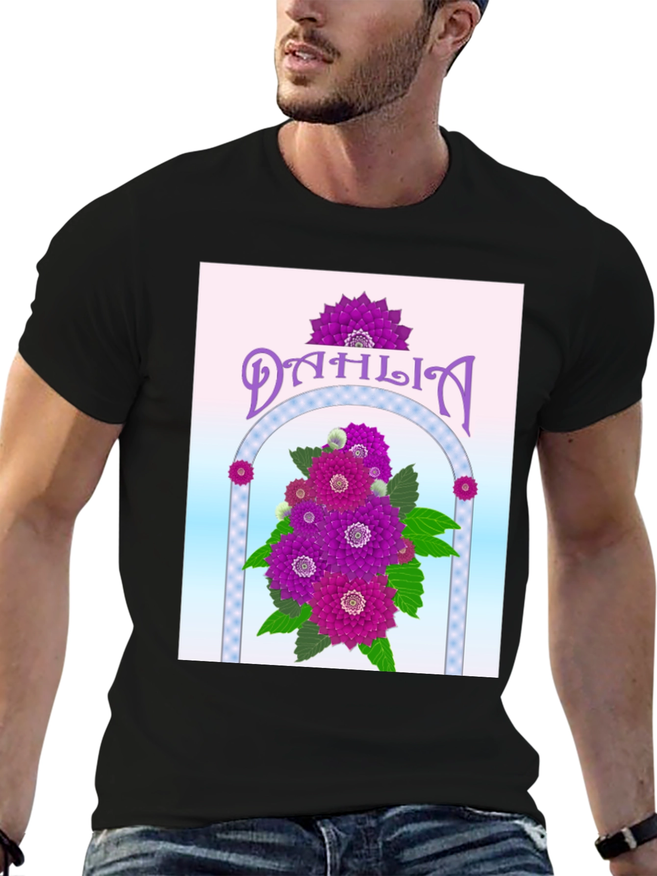Dahlia Flower Graphic Tee - Elegant Floral Design