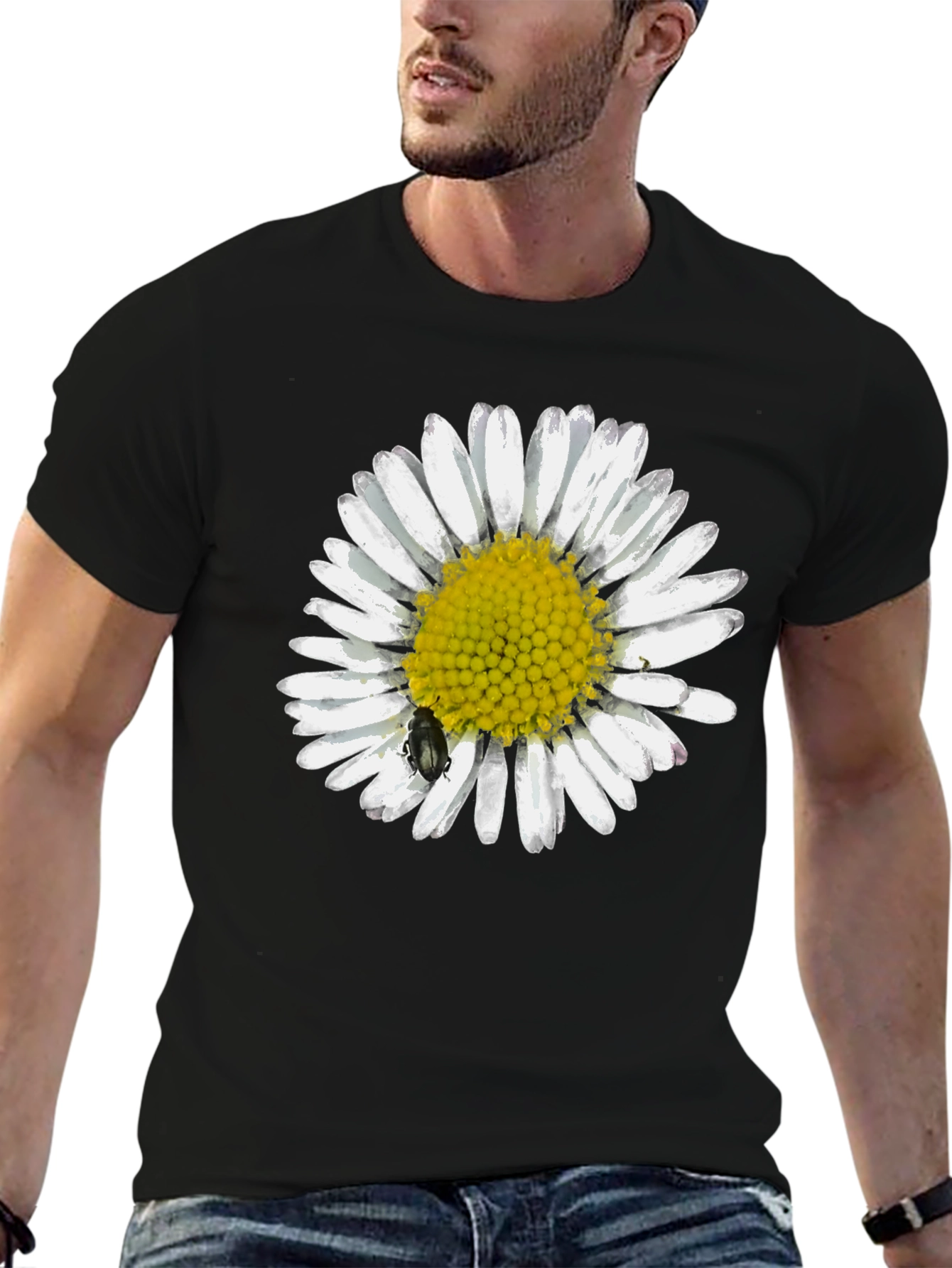 Daisy Graphic Tee - Black Casual T-Shirt