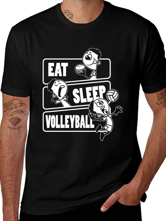 Eat Sleep Volleyball Black Graphic Tee