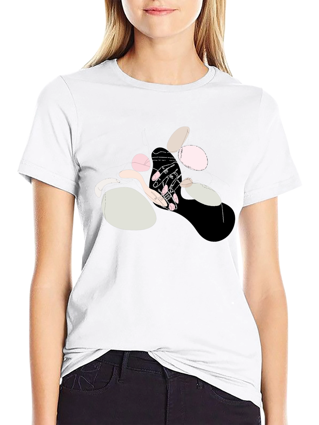 Abstract Hands Graphic Black Cotton T-Shirt