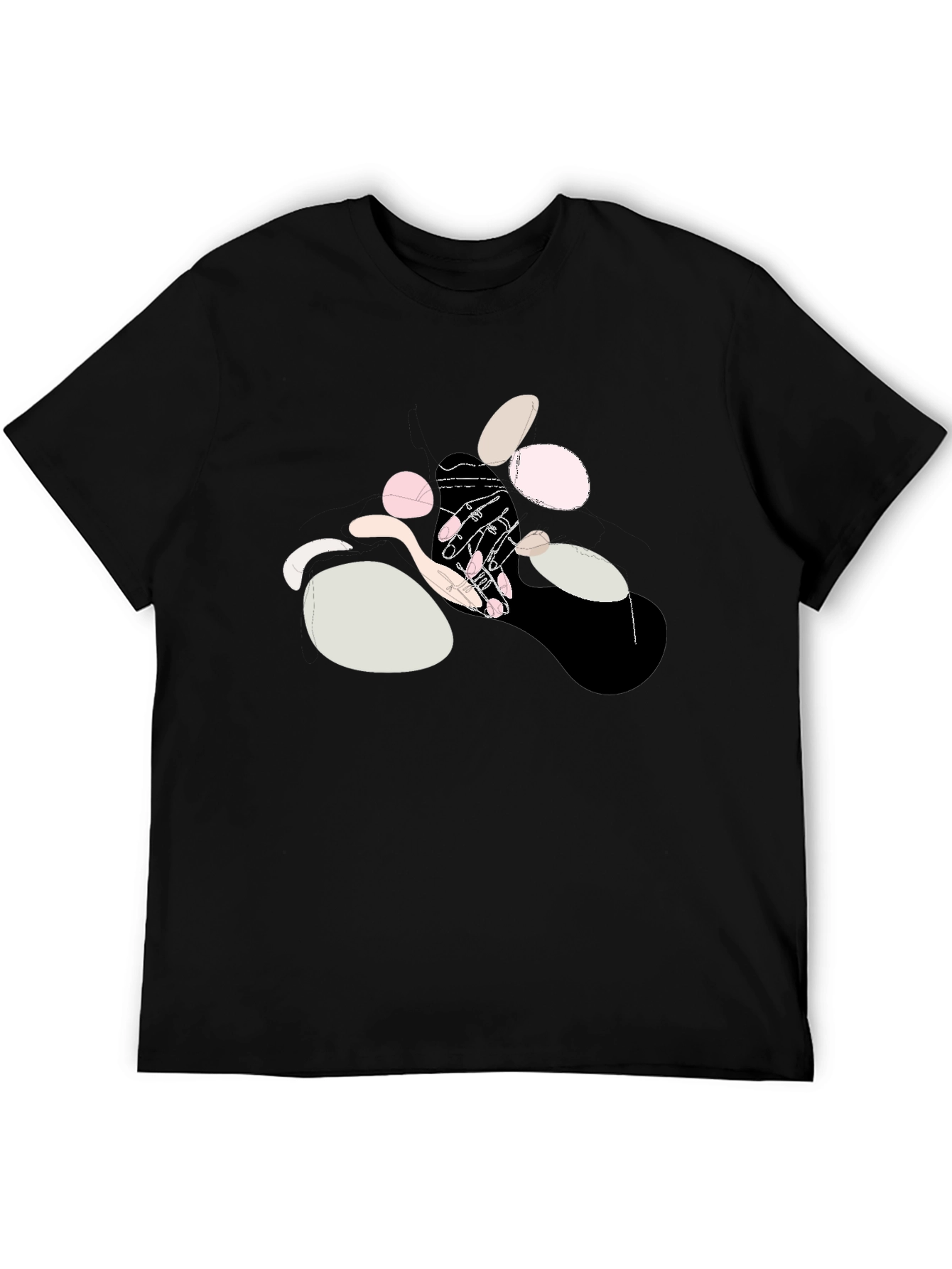 Abstract Hands Graphic Black Cotton T-Shirt