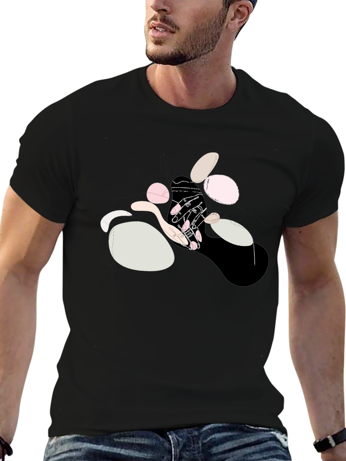 Abstract Hands Graphic Black Cotton T-Shirt