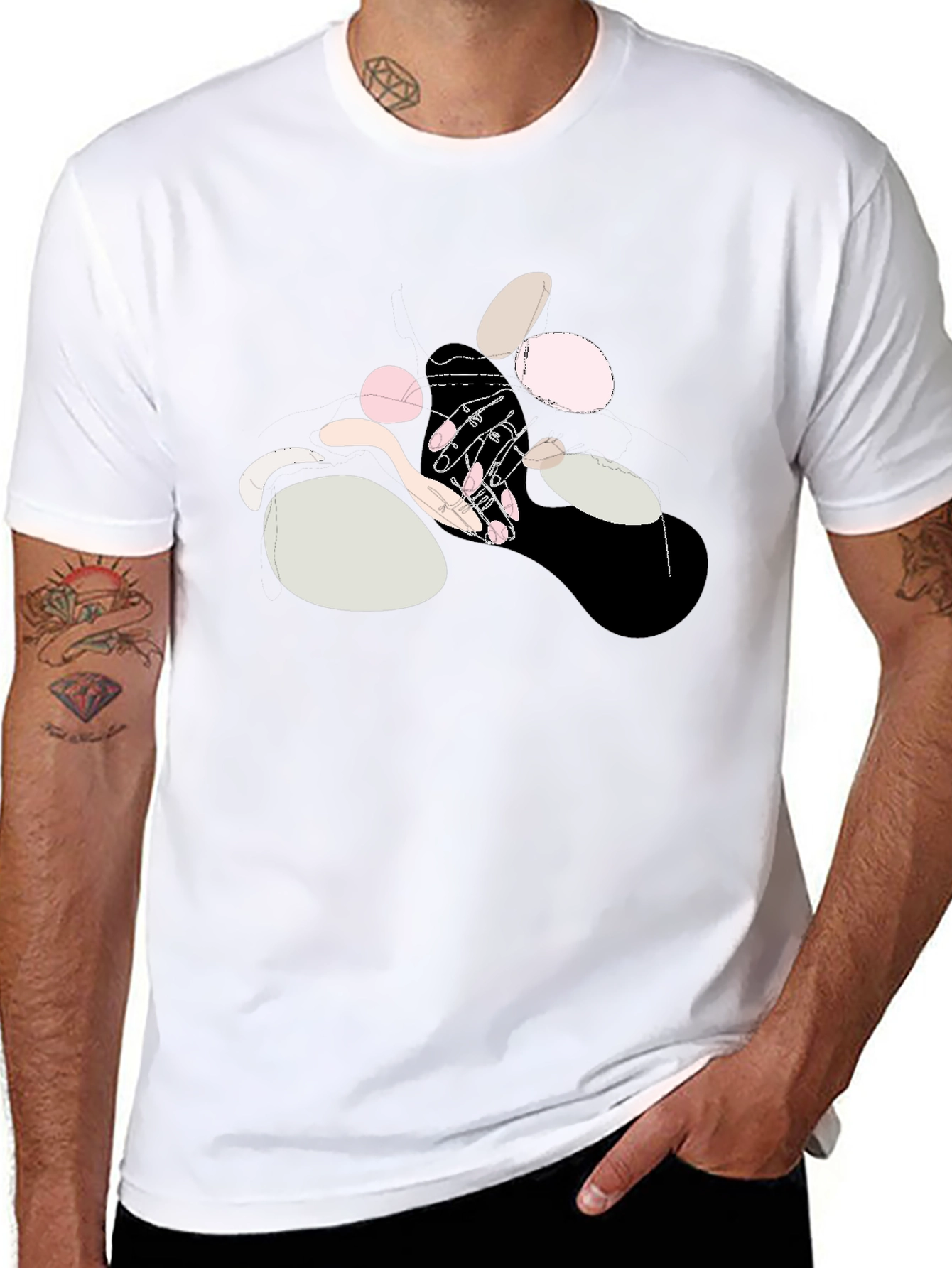Abstract Hands Graphic Black Cotton T-Shirt