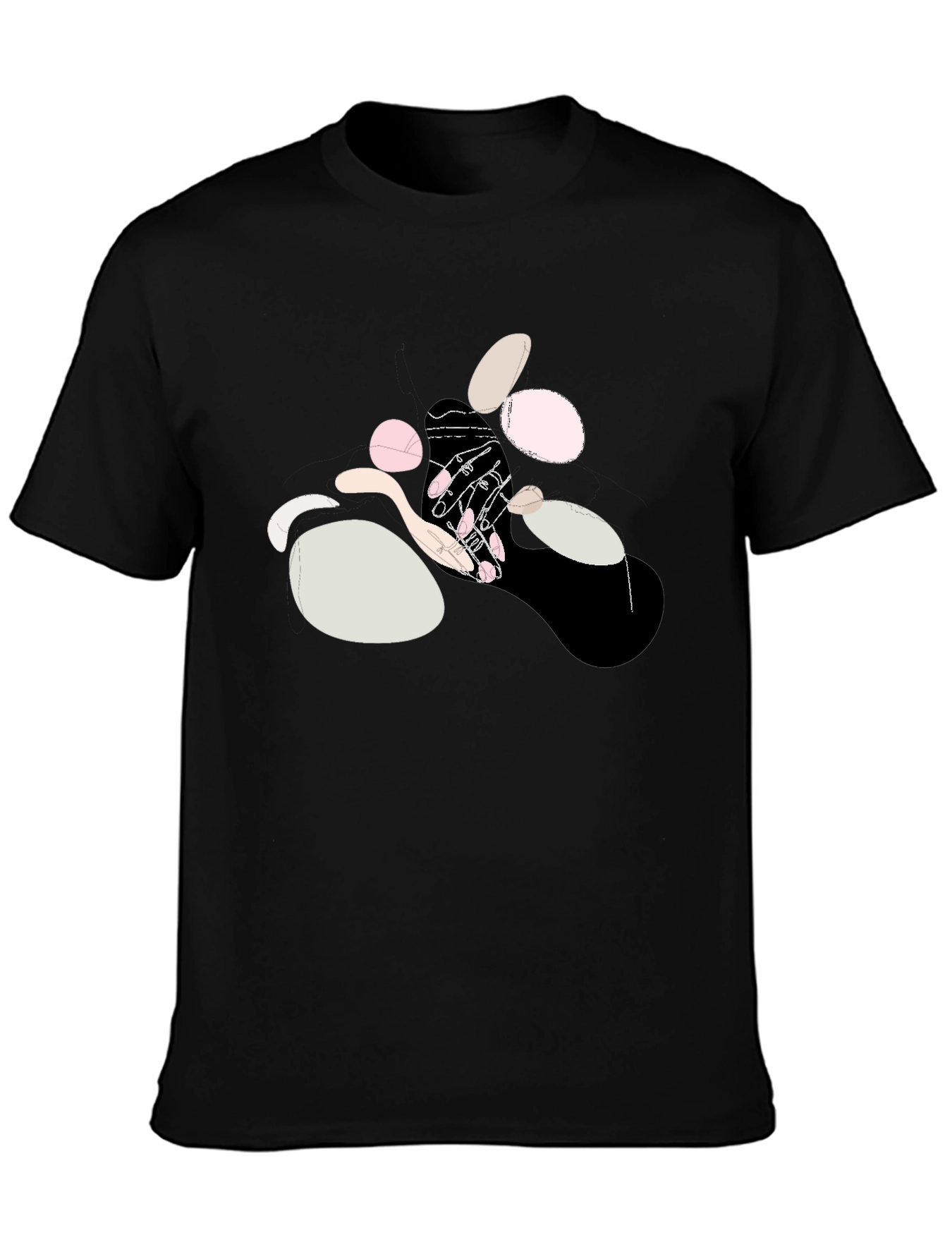 Abstract Hands Graphic Black Cotton T-Shirt