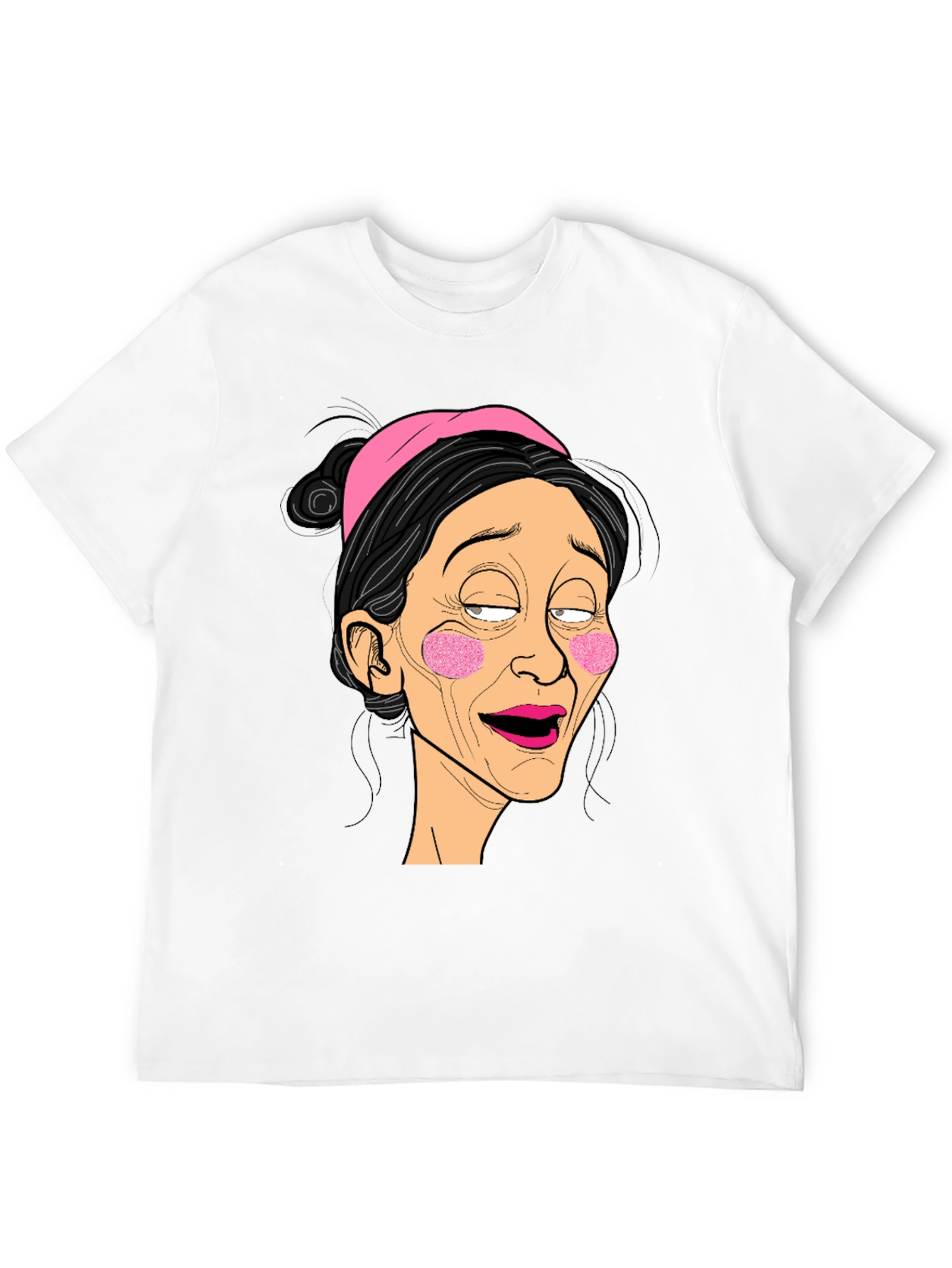Funny Cartoon Lady Graphic Black T-Shirt