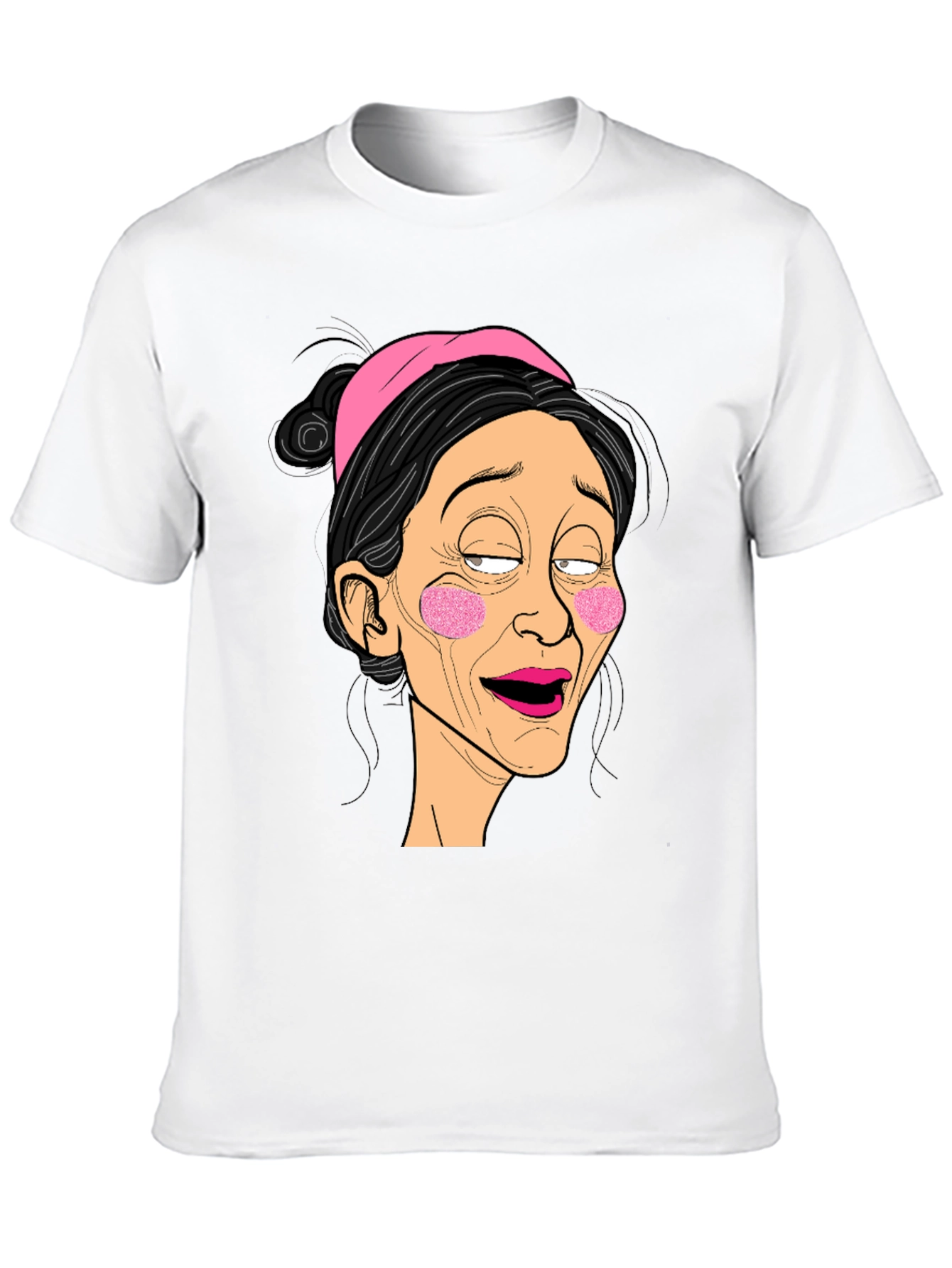 Funny Cartoon Lady Graphic Black T-Shirt