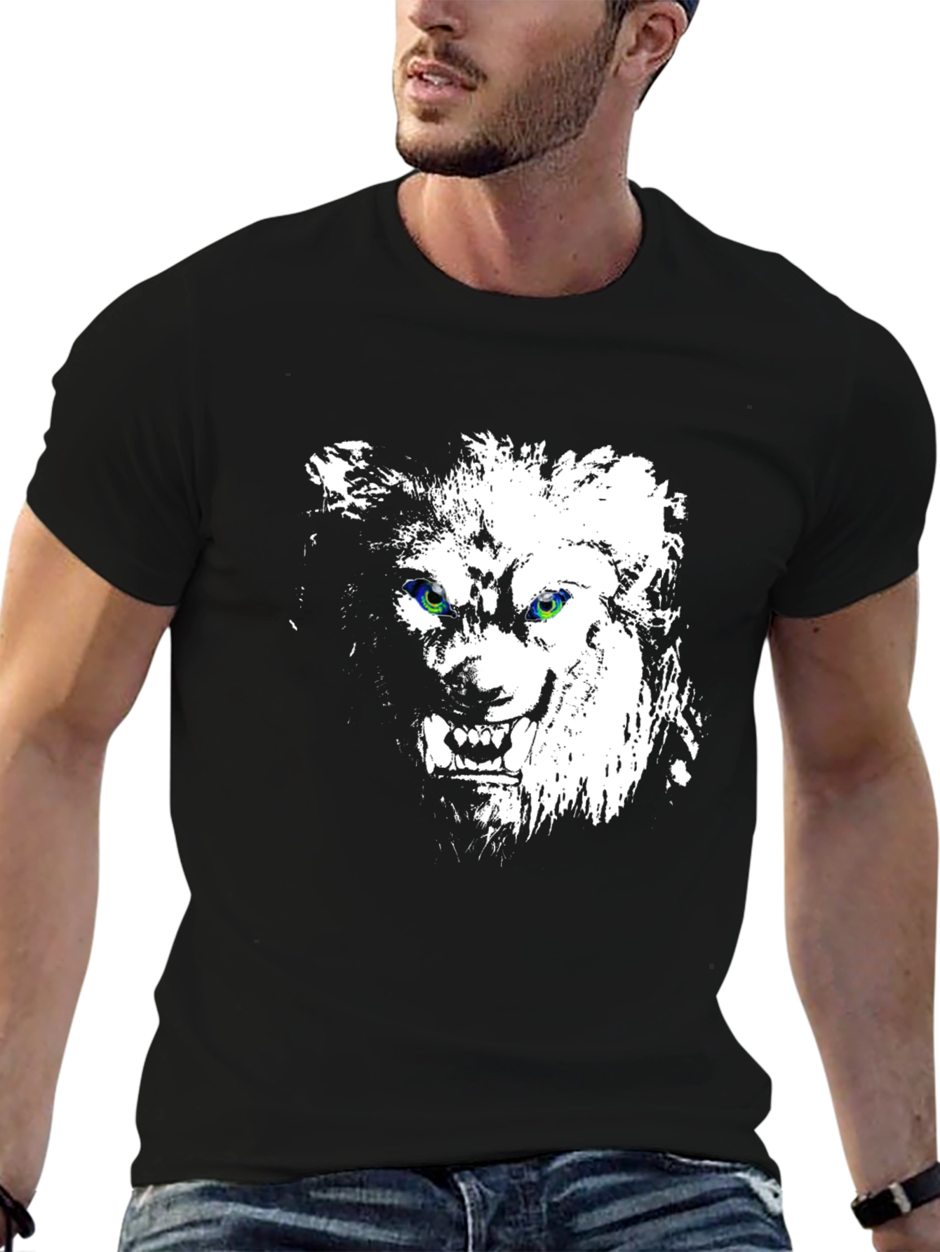 Wolf Graphic Print Black Tee