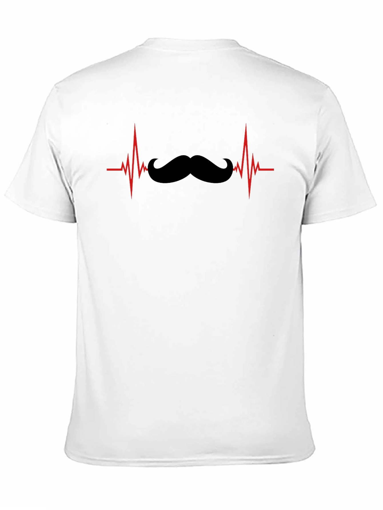 Mustache Heartbeat Graphic Tee - Novelty Black T-Shirt