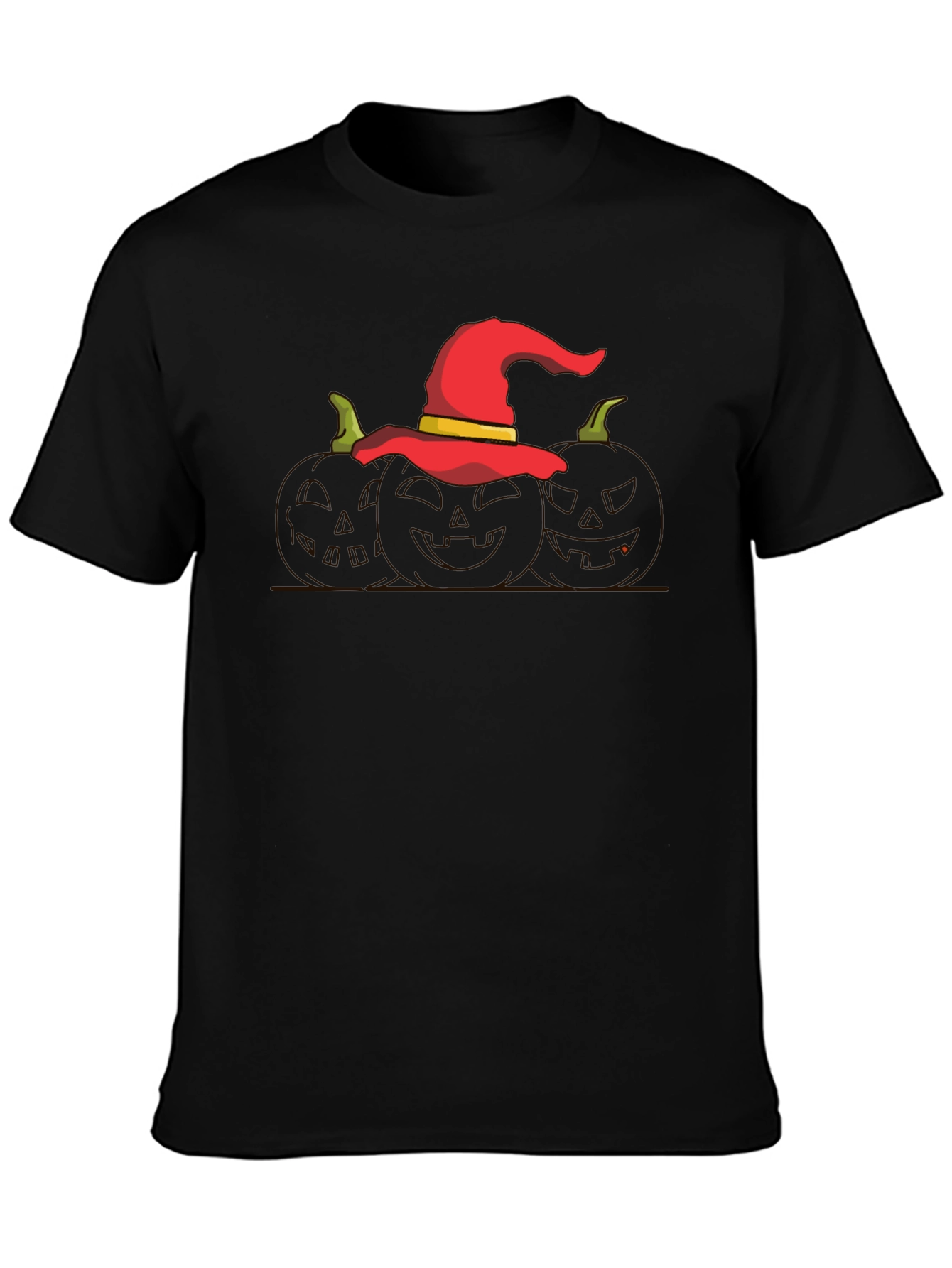 Halloween Witch Hat Pumpkin Graphic T-Shirt