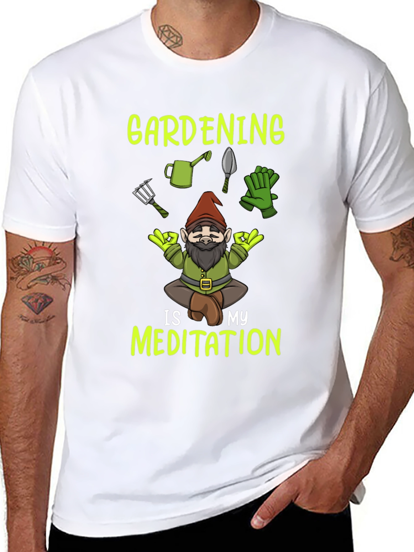 Gardening is My Meditation T-Shirt - Gnome Design