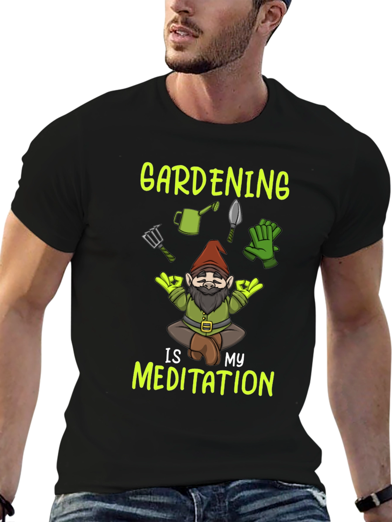 Gardening is My Meditation T-Shirt - Gnome Design