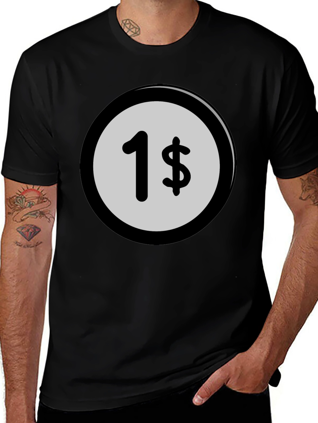 Novelty 1 Cent Design Crew Neck T-Shirt