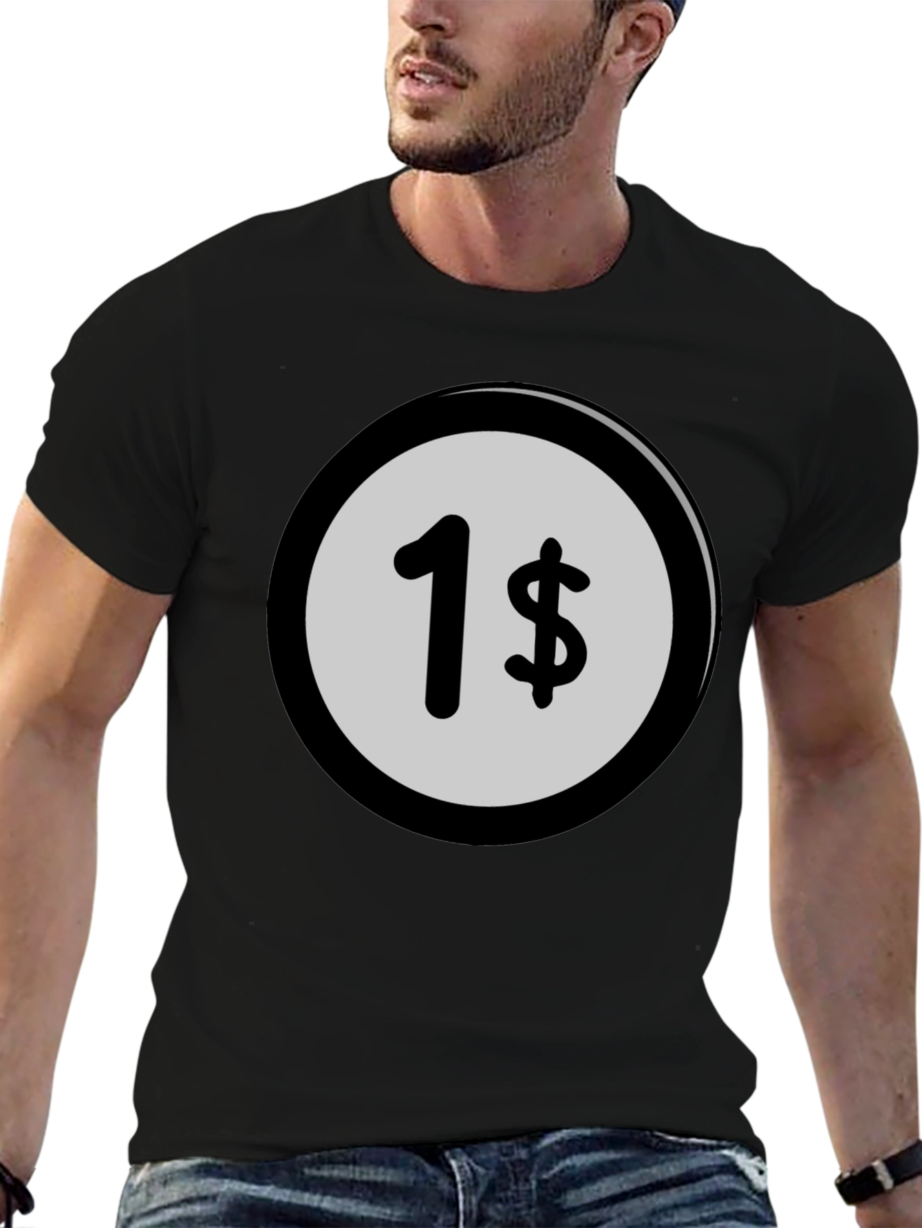 Novelty 1 Cent Design Crew Neck T-Shirt