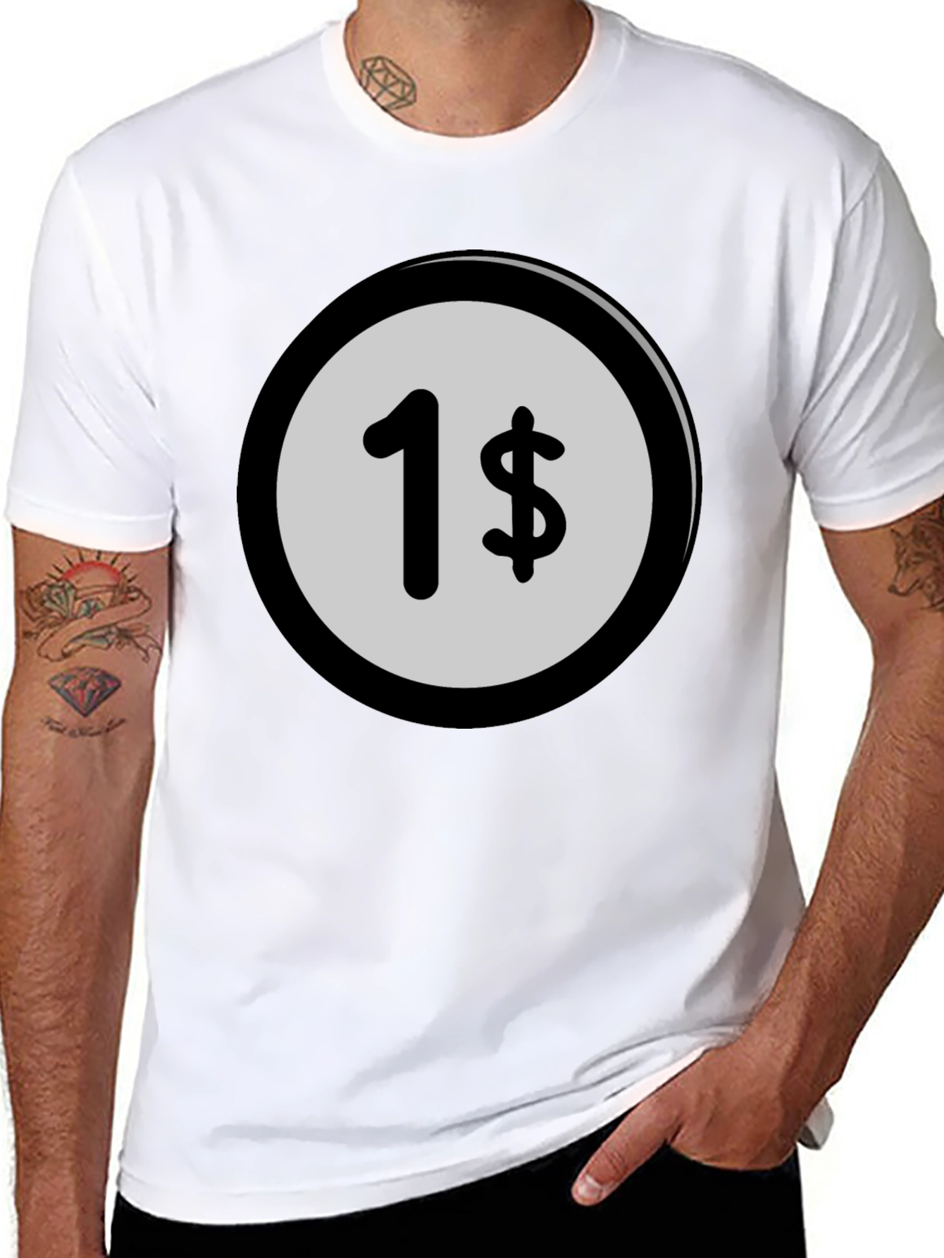 Novelty 1 Cent Design Crew Neck T-Shirt