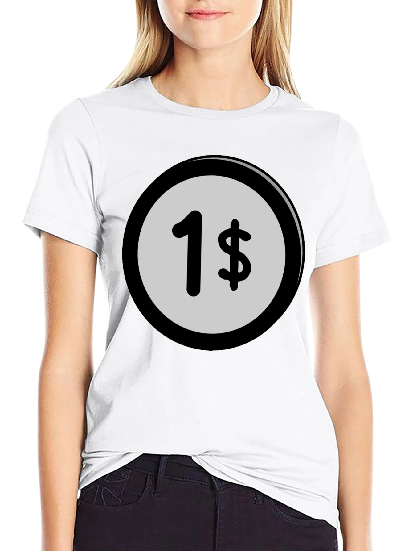 Novelty 1 Cent Design Crew Neck T-Shirt