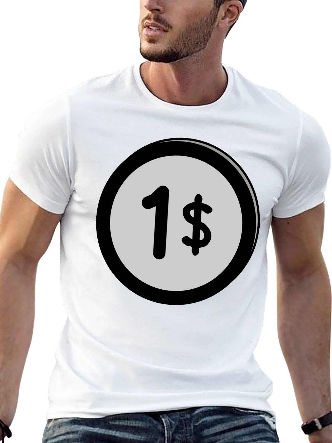 Novelty 1 Cent Design Crew Neck T-Shirt