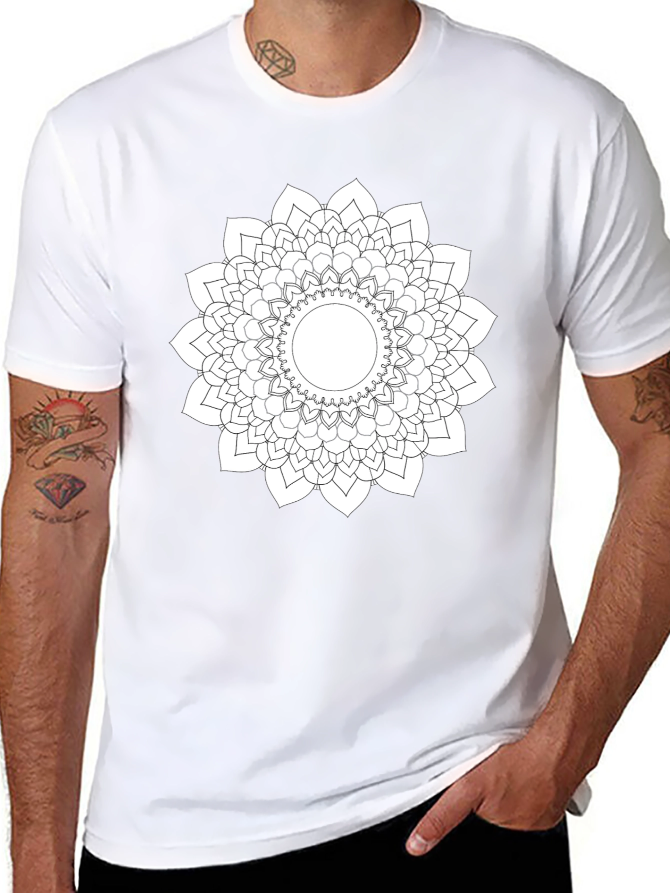 Mandala Graphic Tee - Black Cotton Casual Shirt