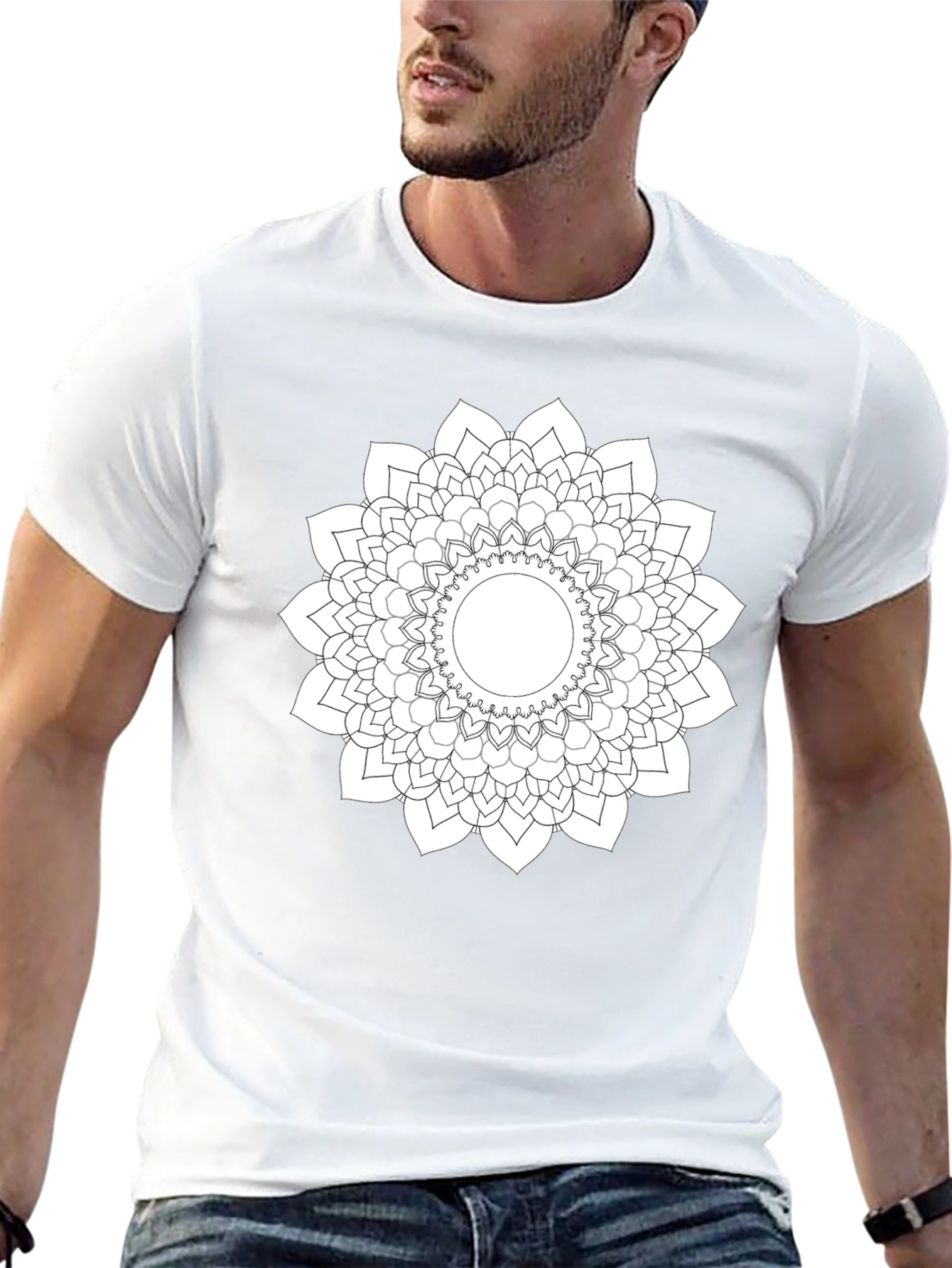 Mandala Graphic Tee - Black Cotton Casual Shirt