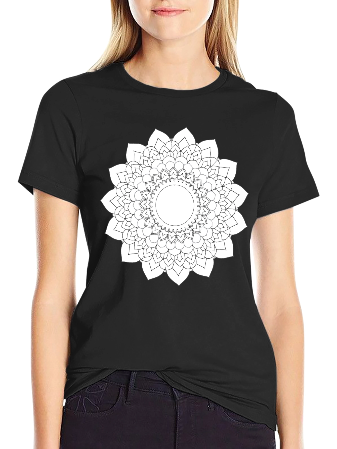Mandala Graphic Tee - Black Cotton Casual Shirt