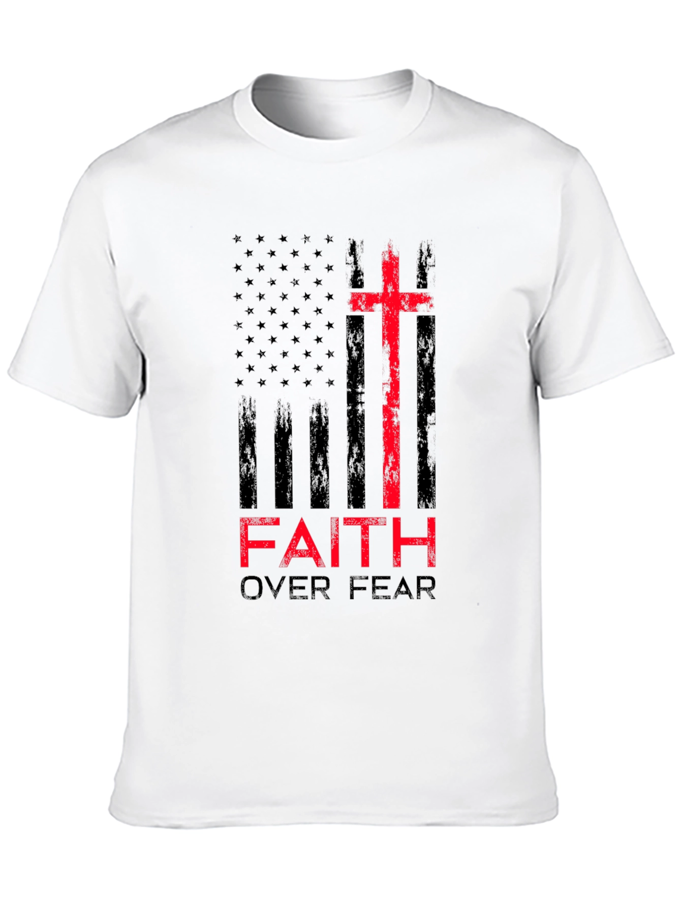 Faith Over Fear Christian T-Shirt Patriotic USA Flag