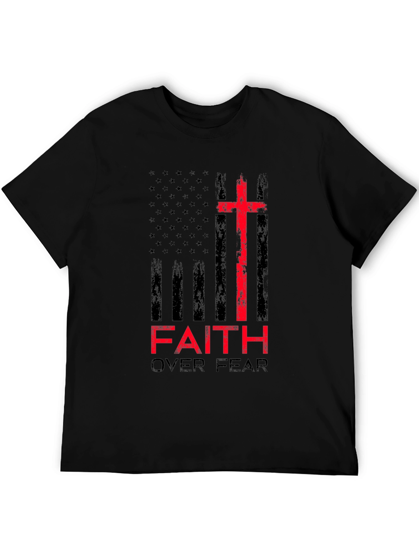 Faith Over Fear Christian T-Shirt Patriotic USA Flag