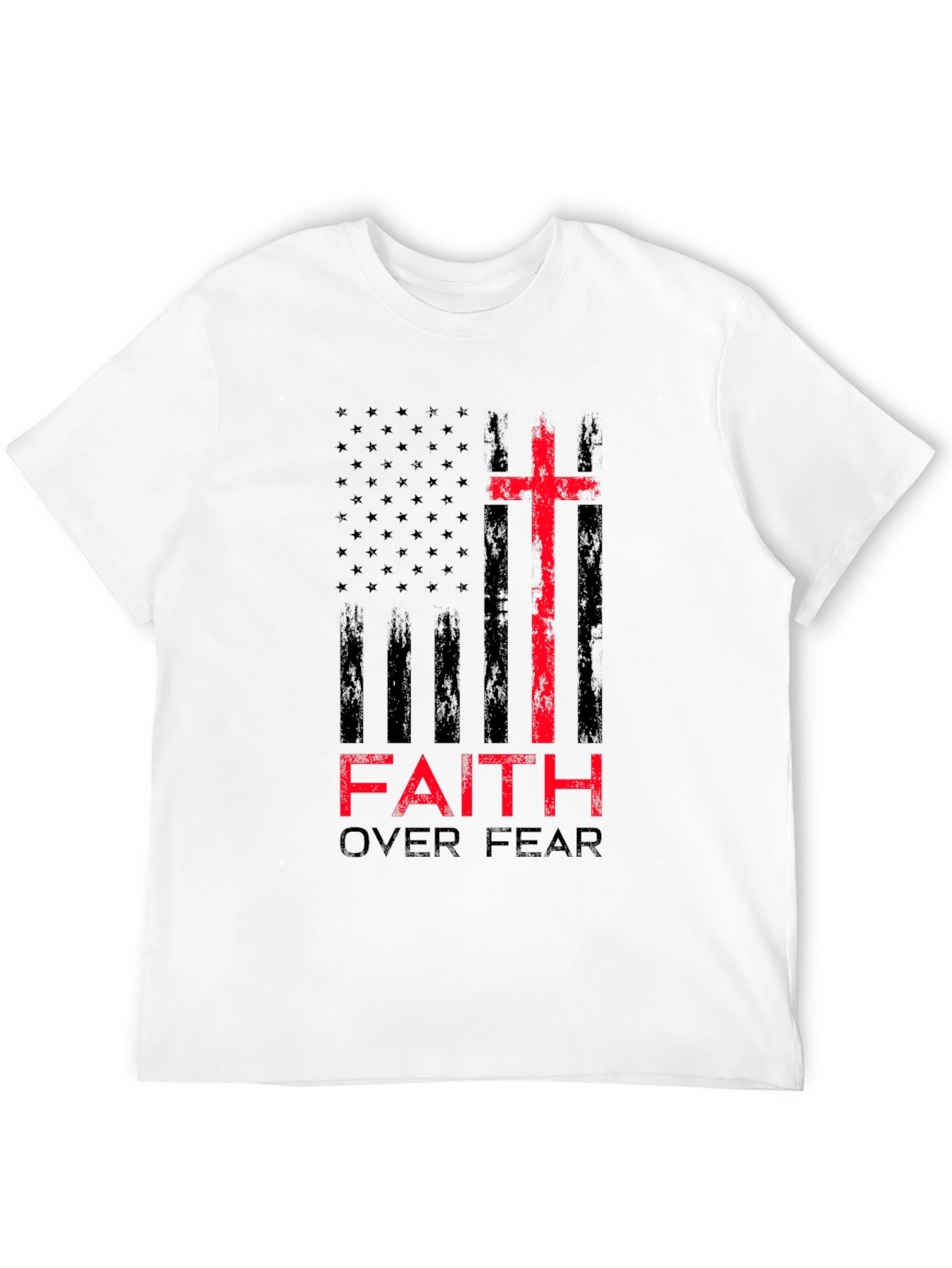 Faith Over Fear Christian T-Shirt Patriotic USA Flag