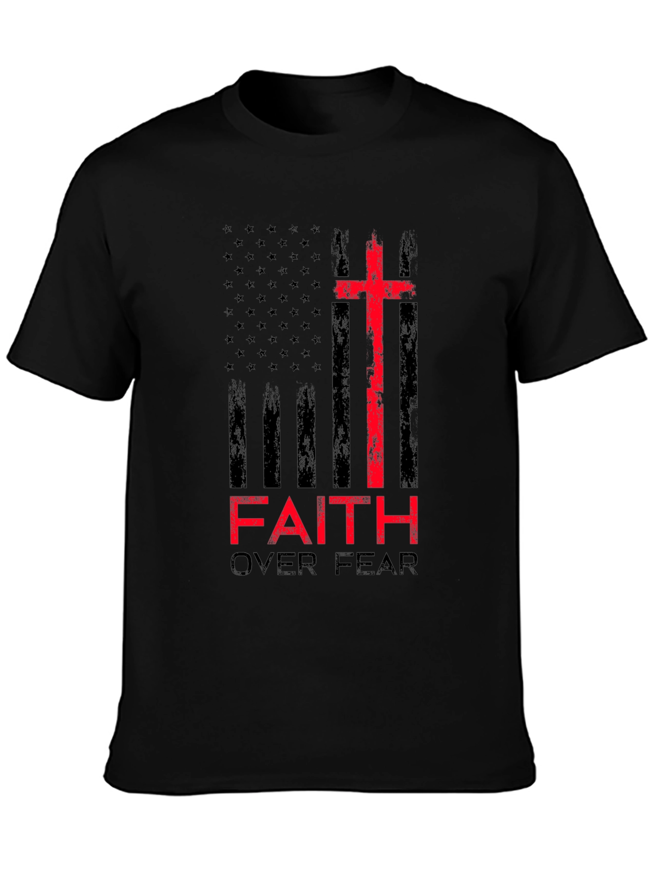 Faith Over Fear Christian T-Shirt Patriotic USA Flag