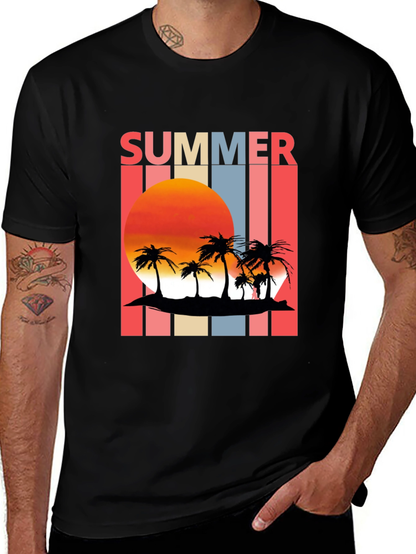 Retro Summer Sunset Palm Tree T-Shirt