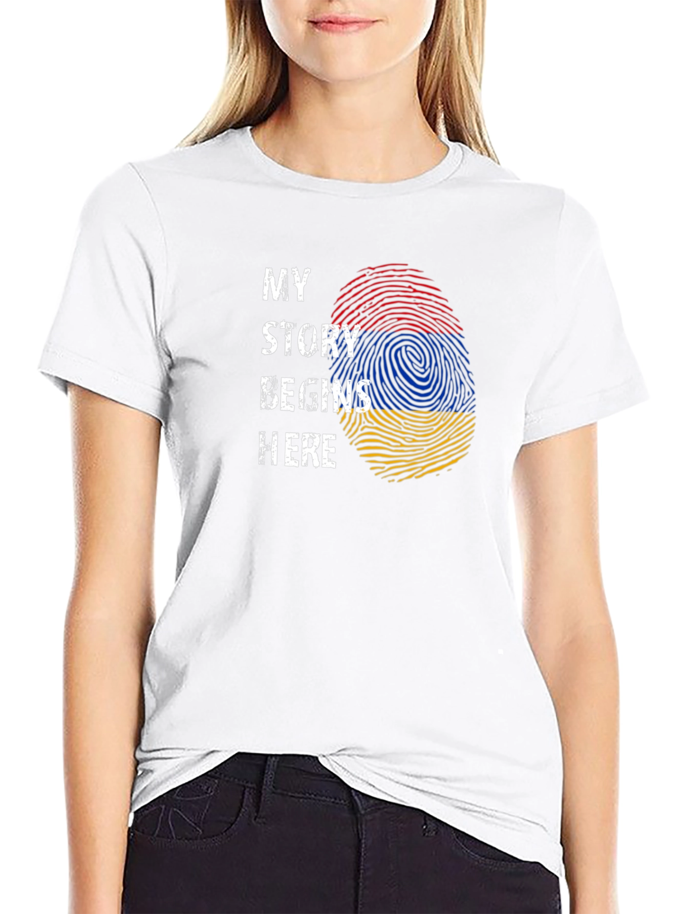 Armenia Flag Fingerprint My Story Begins Here T-Shirt