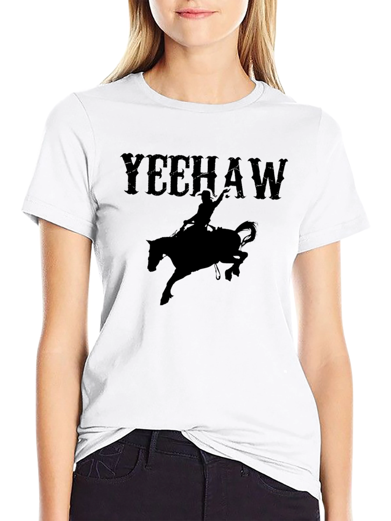 Yeehaw Cowboy Graphic Black T-Shirt