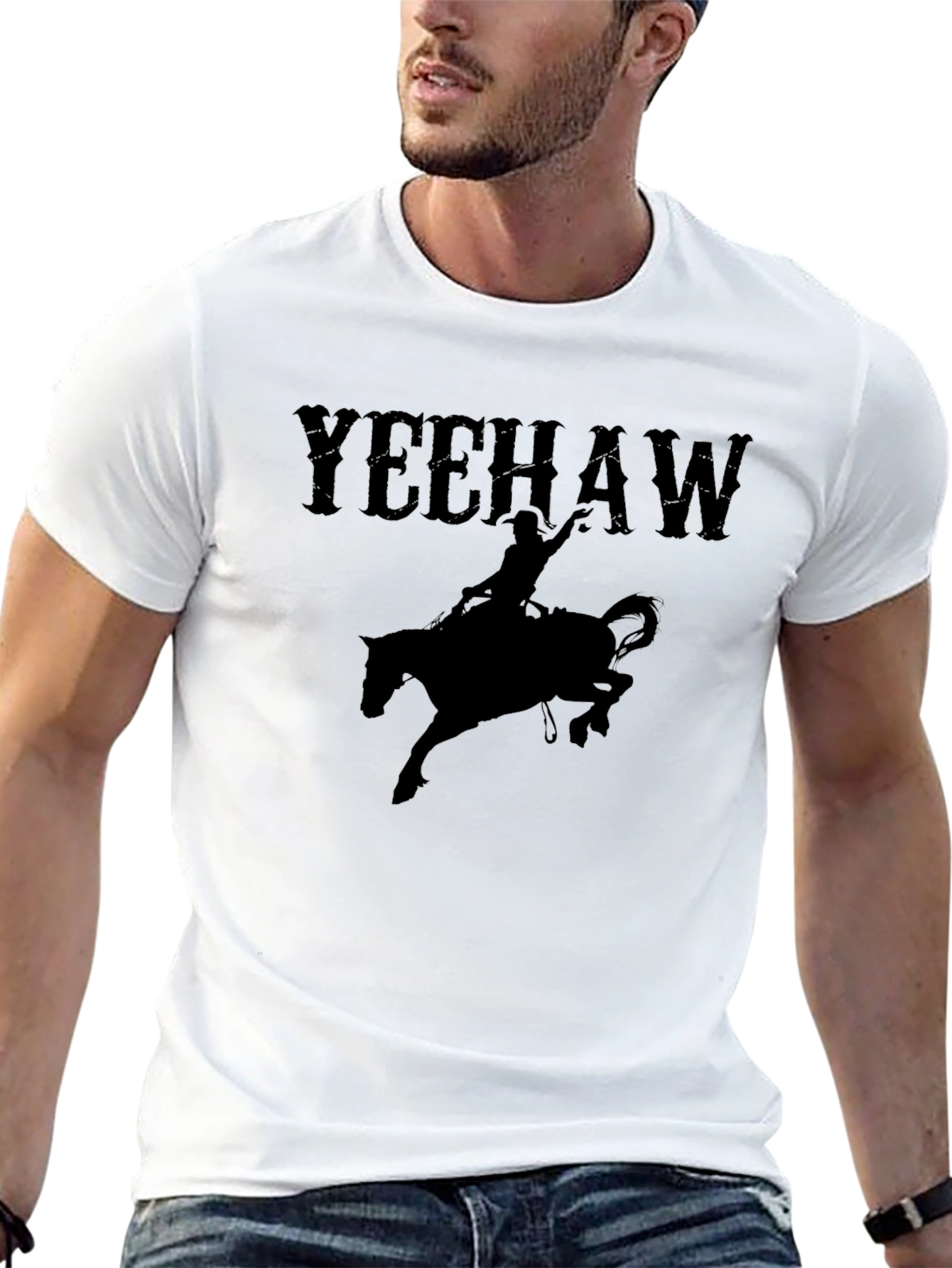 Yeehaw Cowboy Graphic Black T-Shirt