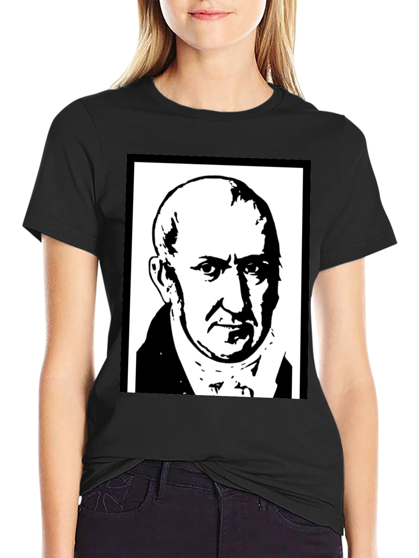 Graphic Portrait T-Shirt - Black Cotton Blend