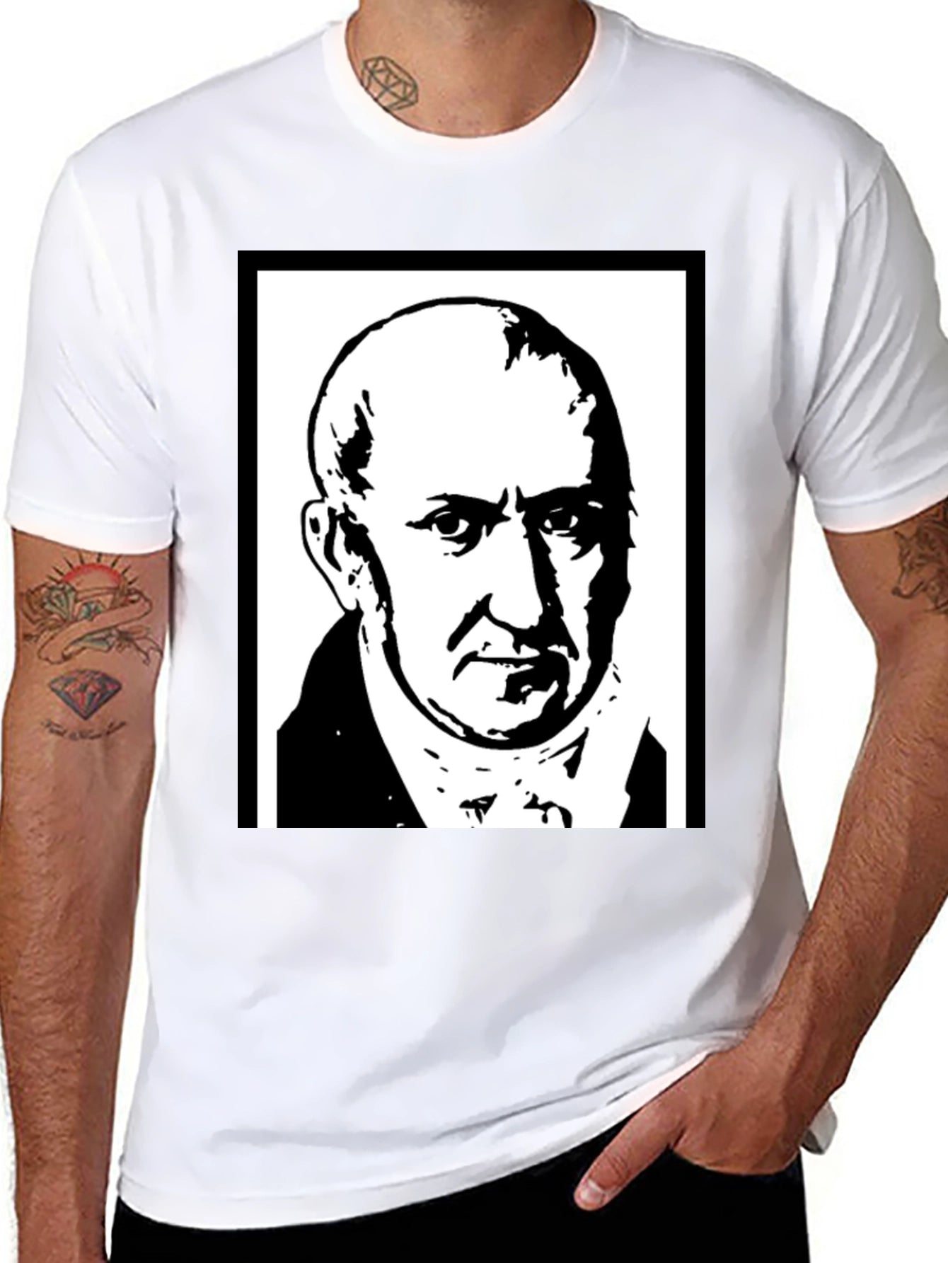 Graphic Portrait T-Shirt - Black Cotton Blend