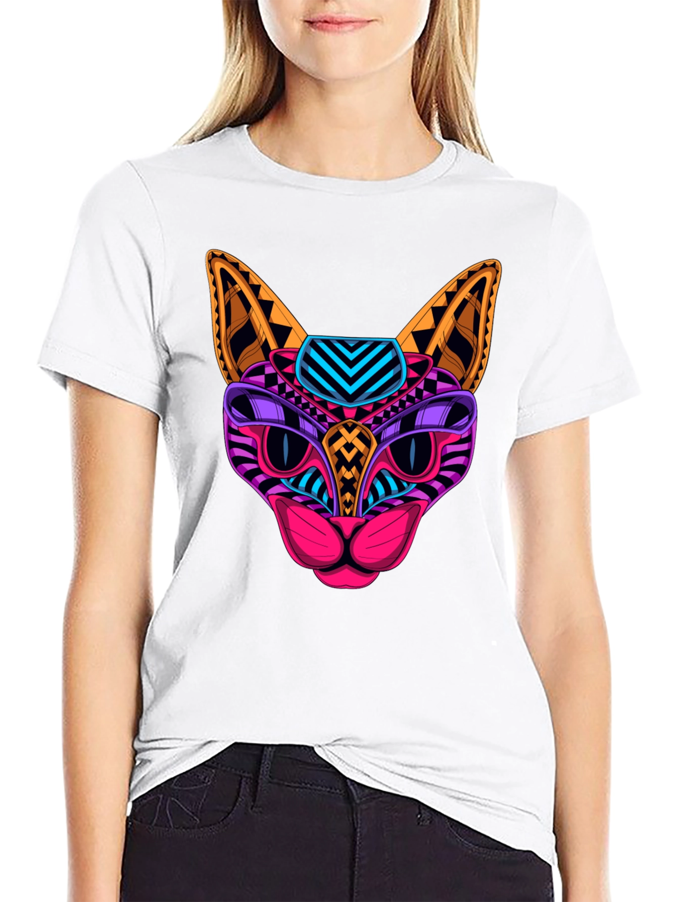 Neon Cat Graphic Tee - Unique Design