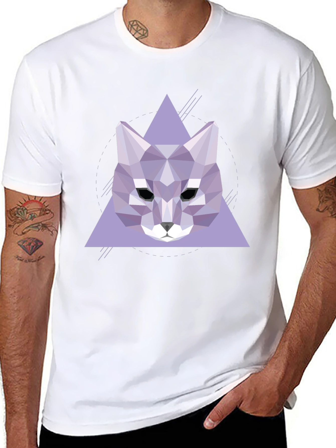 Geometric Wolf Graphic Tee - Stylish Black T-Shirt