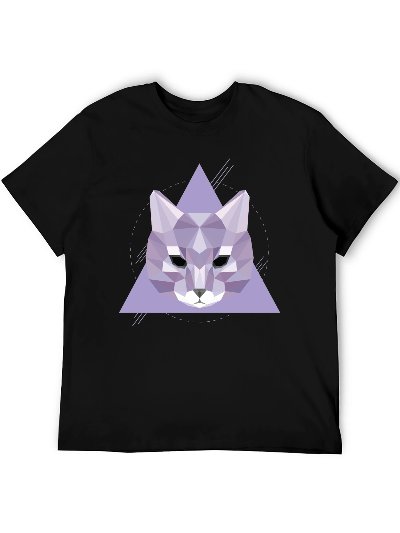 Geometric Wolf Graphic Tee - Stylish Black T-Shirt