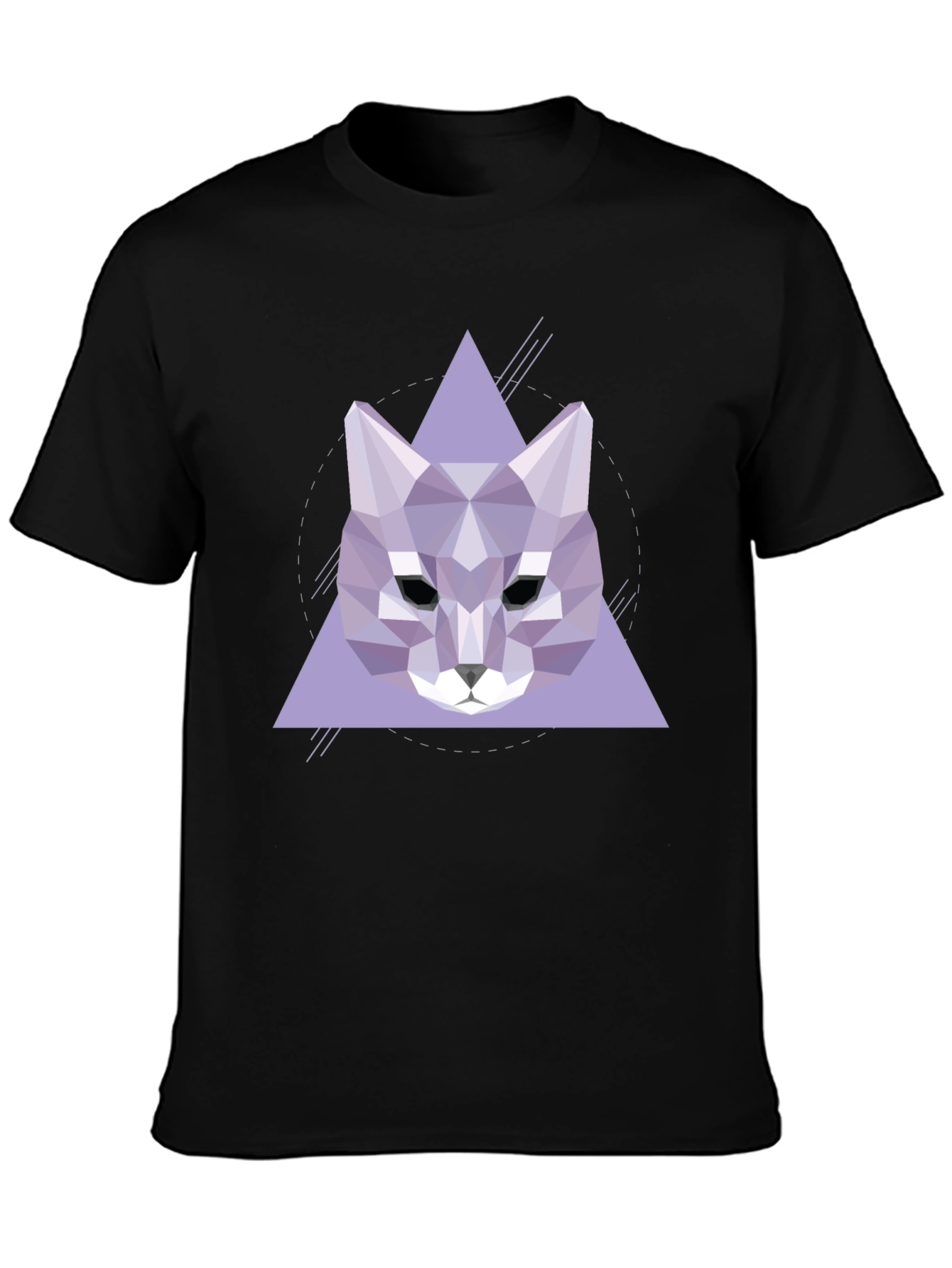 Geometric Wolf Graphic Tee - Stylish Black T-Shirt