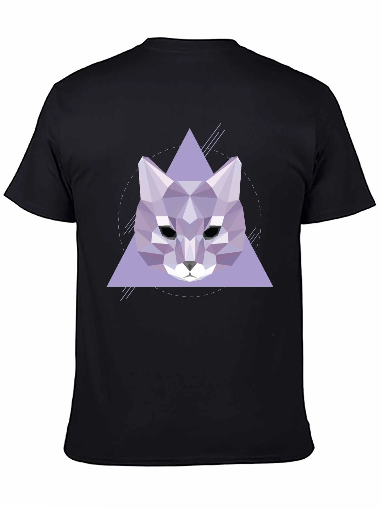 Geometric Wolf Graphic Tee - Stylish Black T-Shirt