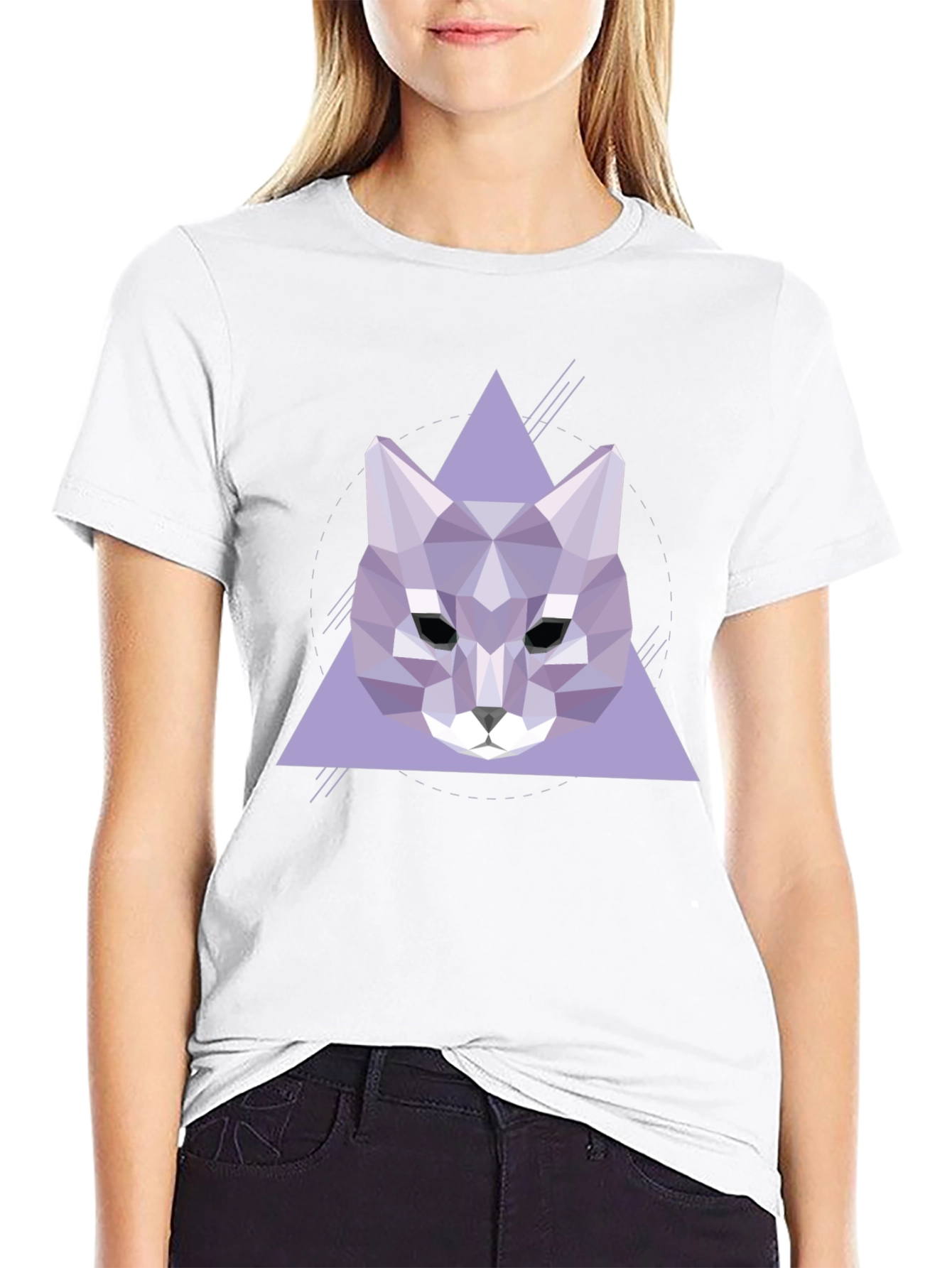 Geometric Wolf Graphic Tee - Stylish Black T-Shirt