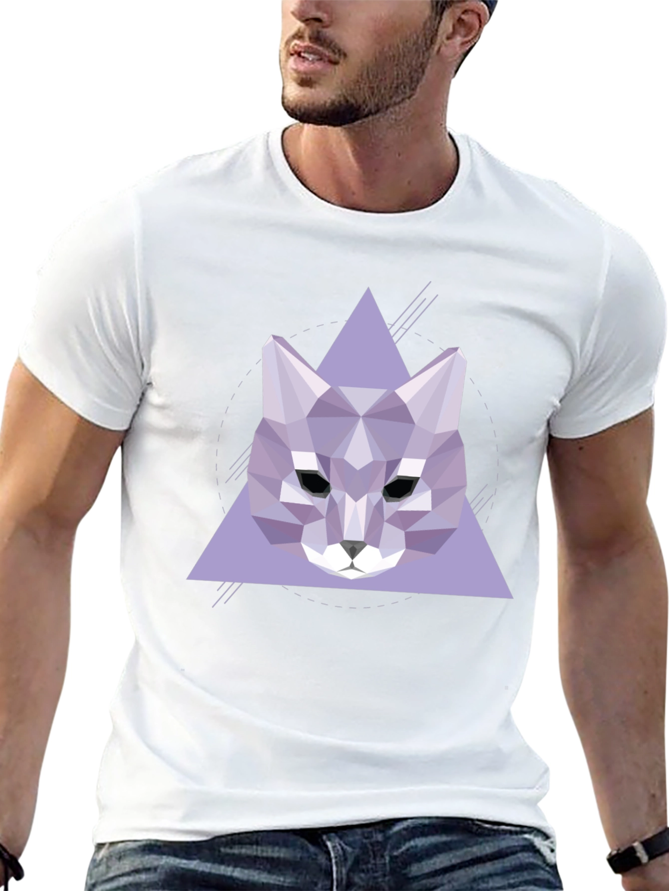 Geometric Wolf Graphic Tee - Stylish Black T-Shirt