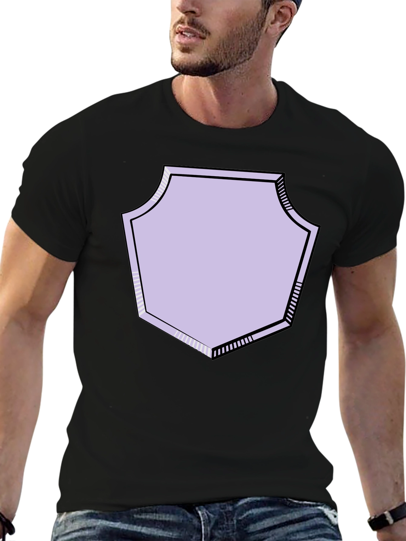 Graphic Tee with Geometric Shield Design