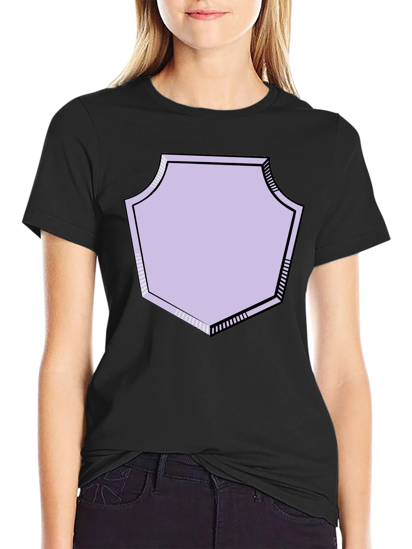 Graphic Tee with Geometric Shield Design