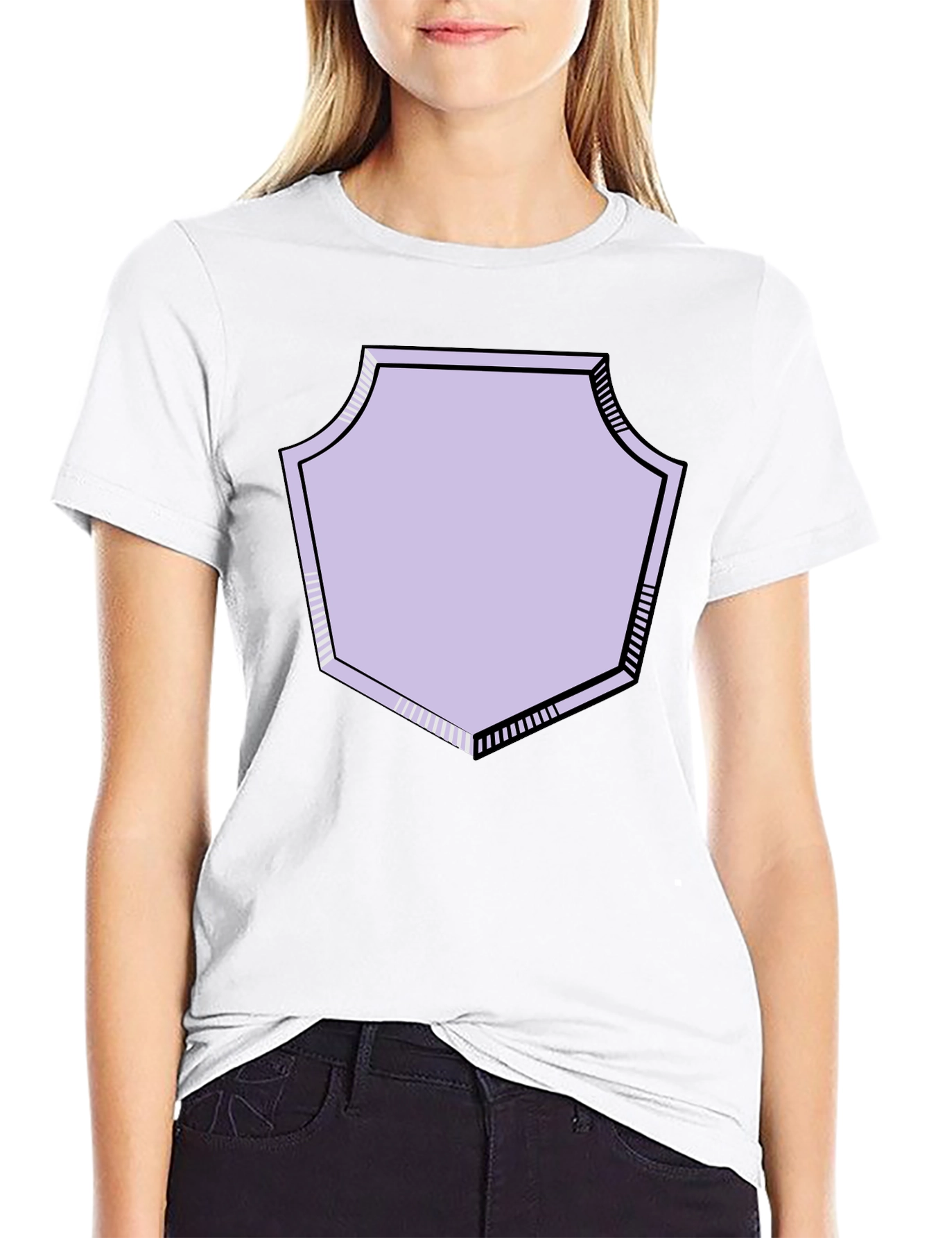 Graphic Tee with Geometric Shield Design