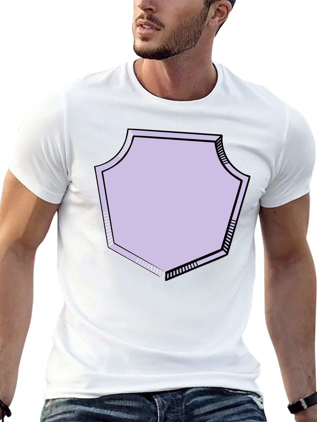 Graphic Tee with Geometric Shield Design