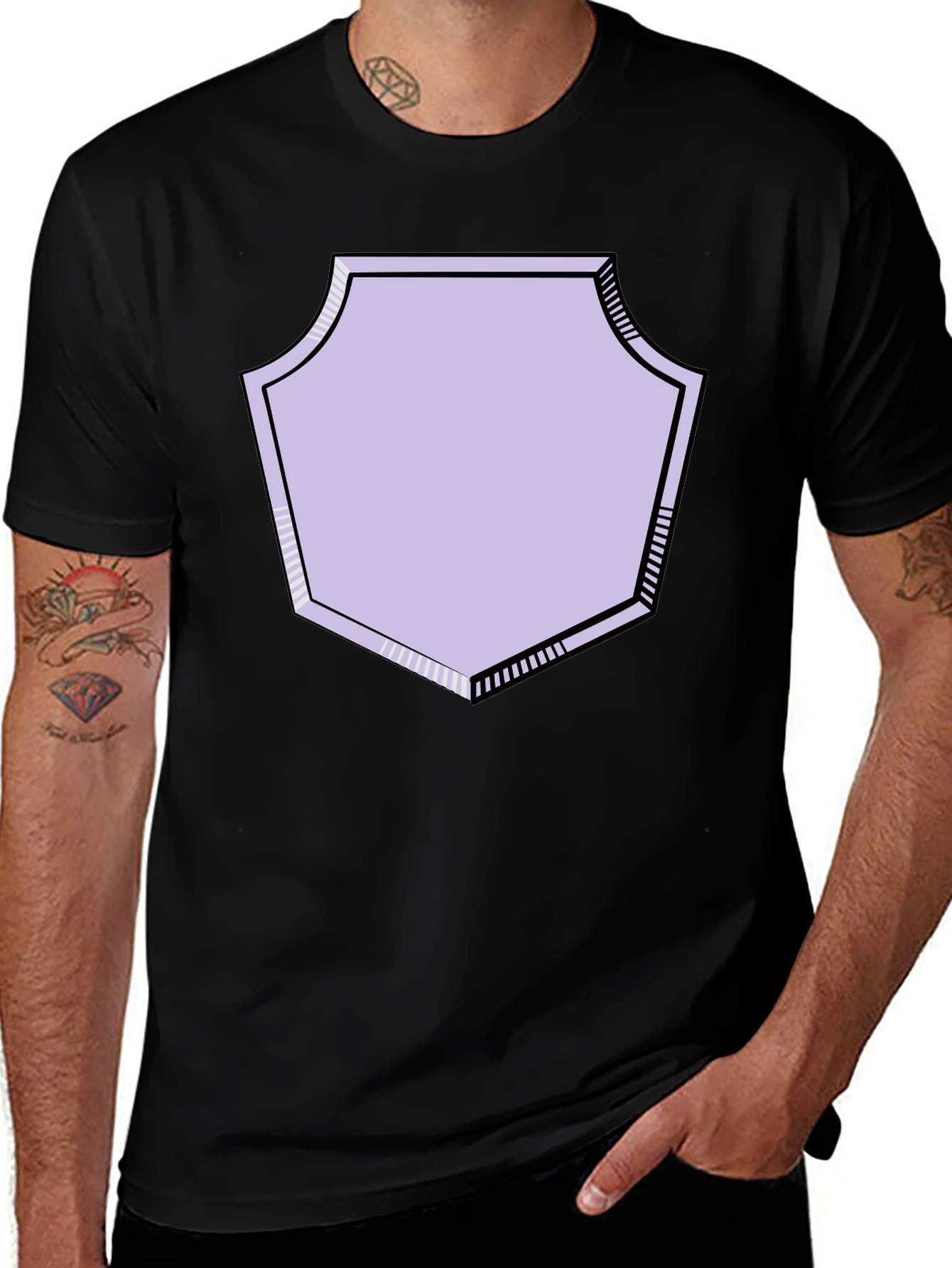 Graphic Tee with Geometric Shield Design