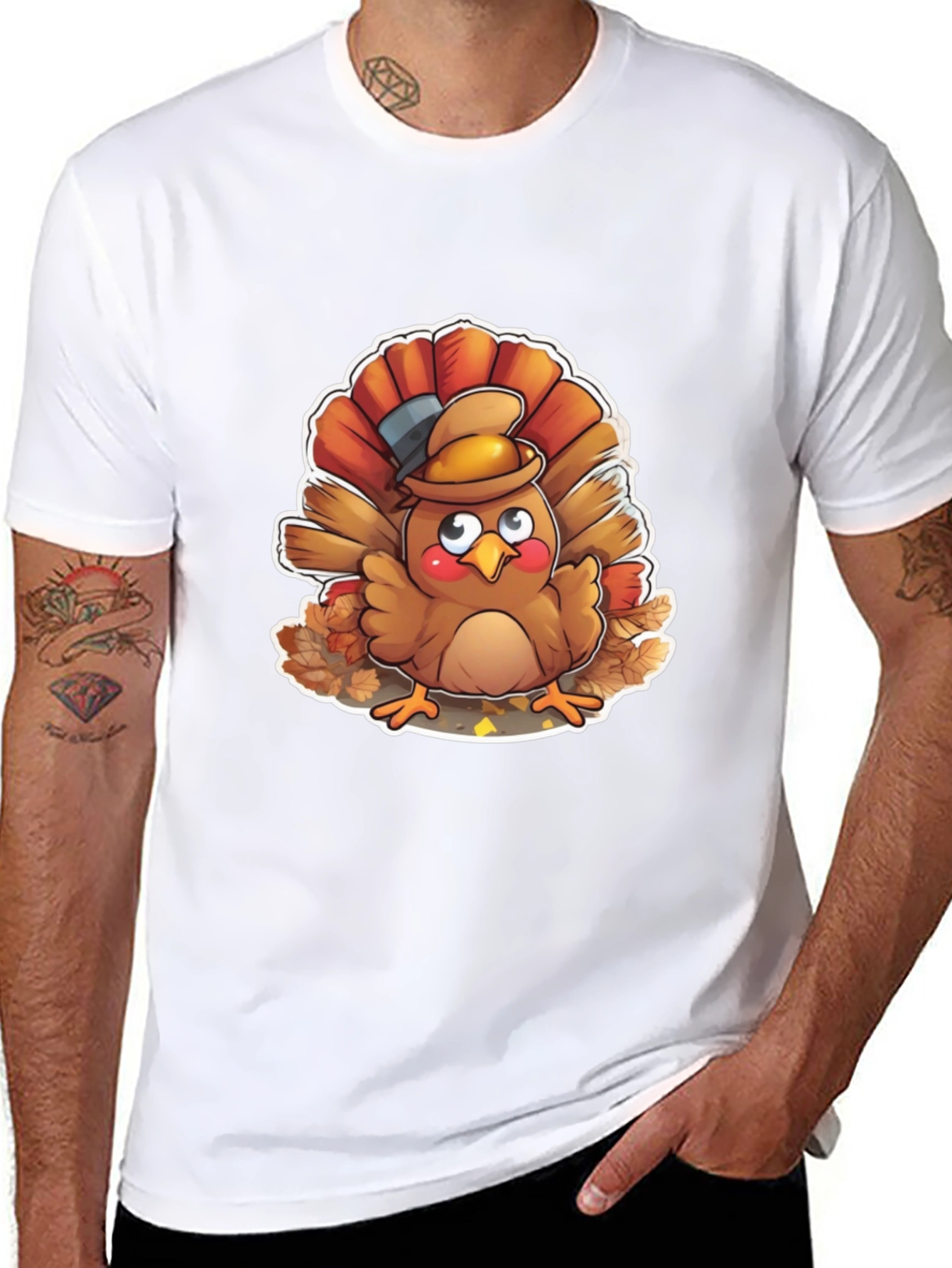 Thanksgiving Turkey Cartoon Graphic T-Shirt